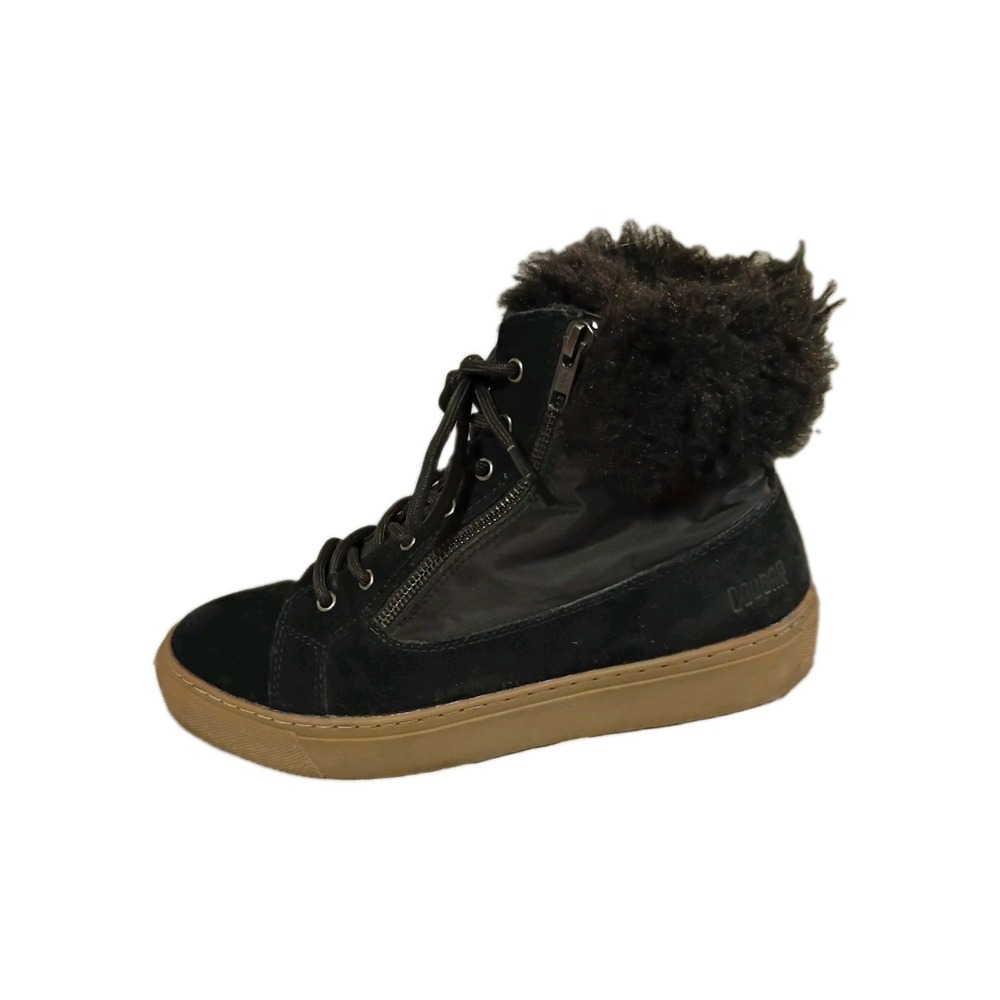 Cougar Dubliner Black Suede Waterproof Winter Boots Faux Fur Trim Women 9  gore
